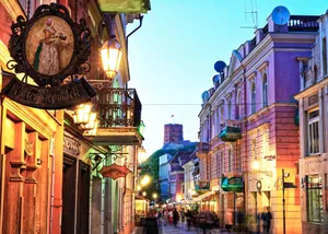 Majestic View Of Pilies Street In Vilnius. Wallpaper