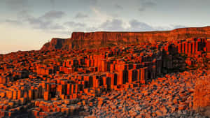 Majestic View Of The Giant's Causeway With Reddish Rocks Under The Blue Sky. Wallpaper