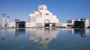 Majestic View Of The Museum Of Islamic Art In Dusky Blue Hues Wallpaper