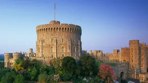 Majestic View Of The Round Tower At Windsor Castle Wallpaper