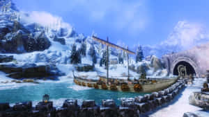 Majestic View Of Windhelm City In Skyrim Wallpaper