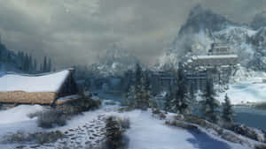 Majestic View Of Windhelm In Skyrim Wallpaper