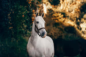 Majestic White Horsein Autumn Wallpaper