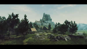 Majestic Whiterun Cityscape In Skyrim Wallpaper