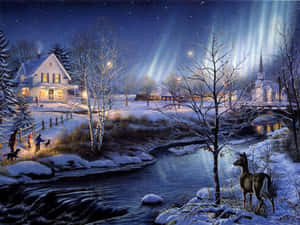 Majestic Winter Holiday Desktop Wallpaper