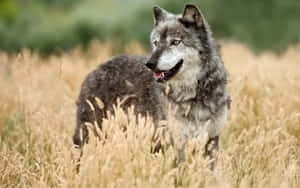 Majestic Wolf Enjoying A Sunny Summer Day Wallpaper