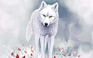 Majestic Wolf In A Snowy Winter Landscape Wallpaper