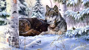 Majestic Wolf In Snowy Wilderness Wallpaper