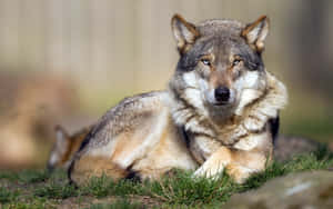 Majestic Wolf Roaming In Summer Forest Wallpaper