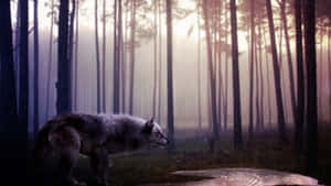 Majestic Wolf Roaming In The Dense Forest Wallpaper