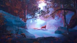 Majestic Wolf Roaming The Serene Forest Wallpaper