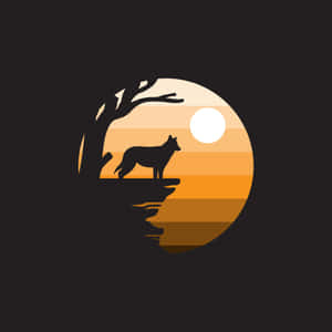 Majestic Wolf Silhouette Against A Stunning Night Sky Wallpaper