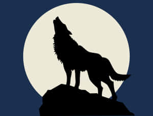 Majestic Wolf Silhouette Against A Stunning Sky Wallpaper