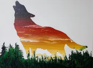 Majestic Wolf Silhouette Against Starry Night Sky Wallpaper