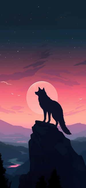 Majestic Wolf Silhouette Wallpaper