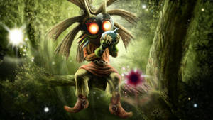 Majora's Mask In Tree Branch Wallpaper