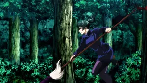 Maki_ Zenin_ Forest_ Battle Wallpaper