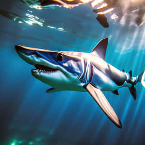 Mako Shark Underwater Sunlight Wallpaper