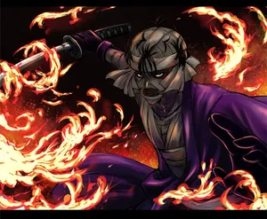 Makoto Shishio In Intense Battle Stance Wallpaper
