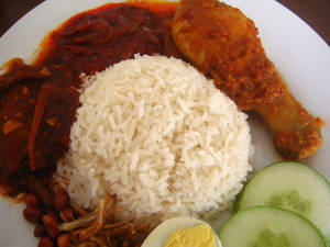 Malaysian Cuisine Nasi Lemak Closeup Angle Shot Wallpaper