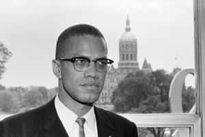 Malcolm X Portrait Blackand White Wallpaper