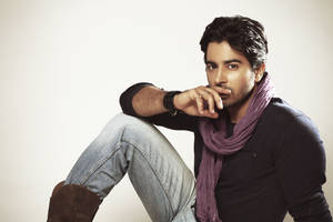 Male Model Purple Scarf Wallpaper