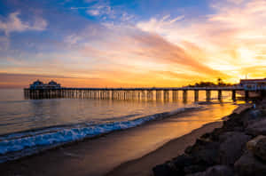 Malibu Beach Sunrise Desktop Long Bridge Wallpaper