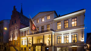 Malmo Historic Hotel Exterior Night Wallpaper