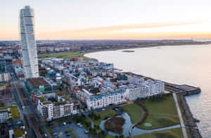 Malmo Sweden Skyline Twilight Wallpaper