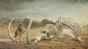 Mammoth Bones In A Desert Wallpaper