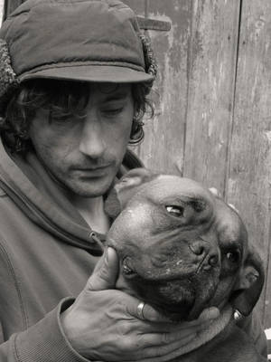 Man And Dog Monochrome Tonal Contrast Wallpaper