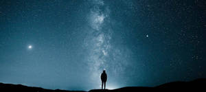 Man And Galaxy High Tonal Contrast Wallpaper