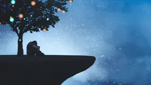 Man By Tree Broken Heart 4k Wallpaper