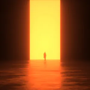 Man Entering Sun-like Portal Wallpaper