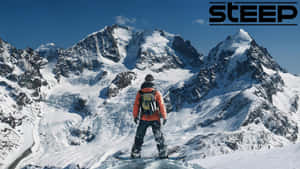 Man Facing Steep Mountain Wallpaper