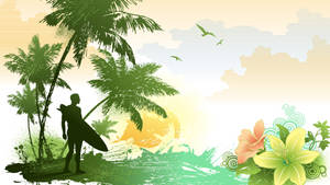 Man On Island Digital Drawing Wallpaper