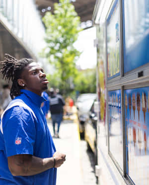 Man Ordering Ice Cream Truck Wallpaper