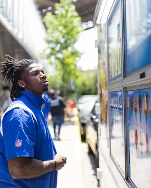 Man Ordering Ice Cream Truck Wallpaper
