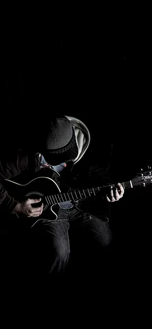 Man Playing Guitar Black Apple Iphone Wallpaper