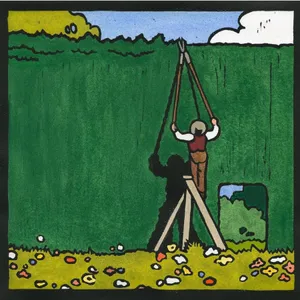 Man With A Daunting Task Of Trimming The Grass Wallpaper