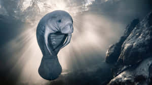 Manatee_ Underwater_ Sunrays.jpg Wallpaper