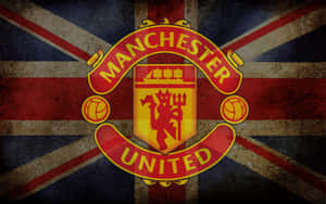 Manchester United Team And Flag Wallpaper