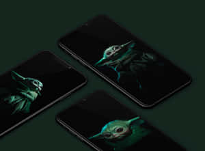 Mandalorian Yoda On Phones Wallpaper