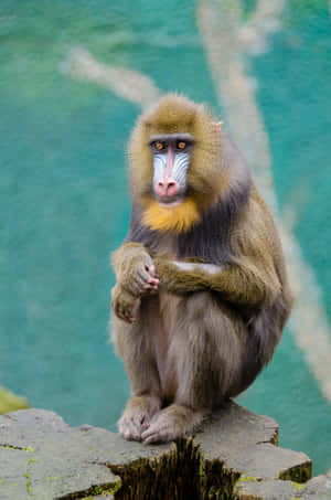 Mandrill Monkeyon Rock Wallpaper