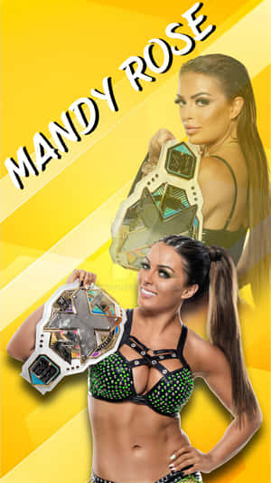 Mandy Rose Wrestling Champion Pose Wallpaper