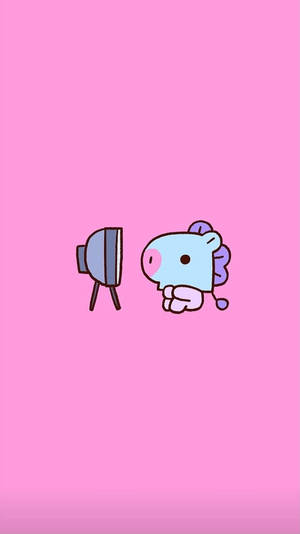 Mang Bt21 Watching Television Wallpaper