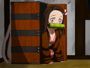 Manga Anime Cute Nezuko Kamado Peeks From Box Wallpaper