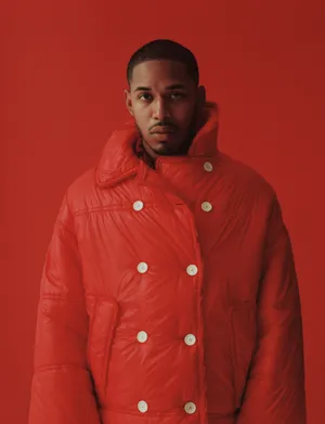 Manin Red Puffer Jacket Wallpaper