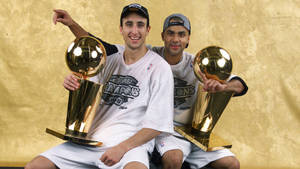 Manu Ginobili And Tony Parker Trophies Wallpaper