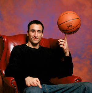 Manu Ginobili Pictorial With Ball Wallpaper